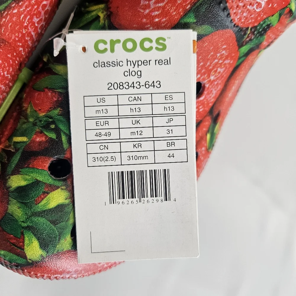 CROCS Hyper Real Strawberry Clogs Rare Mens 13